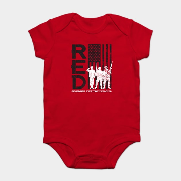 Remember Everyone Deployed - Version 1 Baby Bodysuit by AnythingCustomGoes